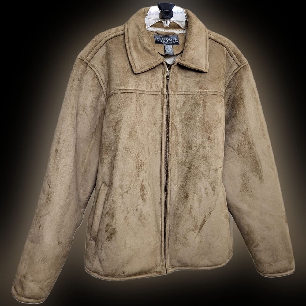 New York Classics soft Suede men's jacket sherpa lining. Size XL.